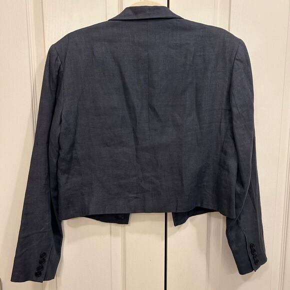 Vintage Ralph Lauren Blue Label Linen Cropped Blazer in Navy, Size M/L - Picture 4 of 10